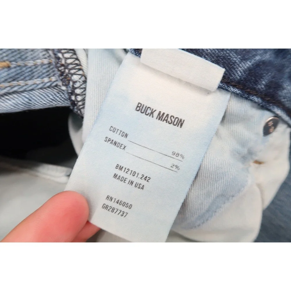 Buck Mason Jeans Mens 29x34 Button Fly Maverick Slim Double Dipped Denim Stretch